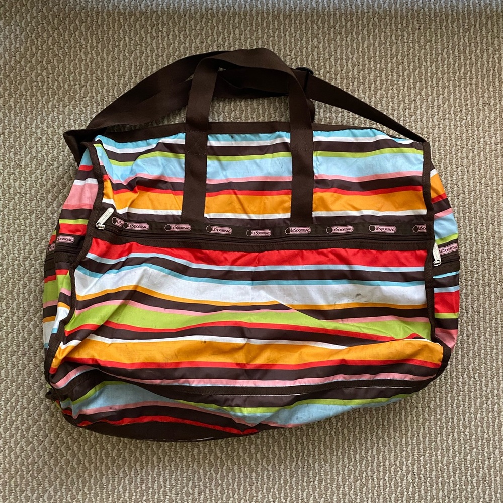 Le Sportsac Striped Soft Luggage/Medium
